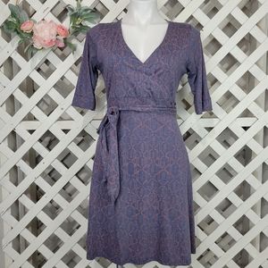 Toad & Co Blue and Orange Wrap Dress Size Small